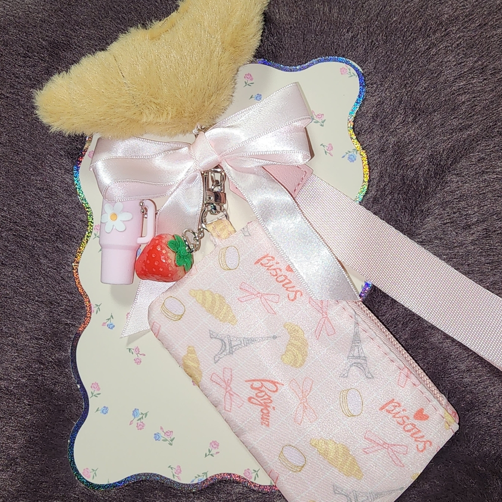 Coin Purse Pink Paris-Themed Kids with Cute Charms $10 NWT